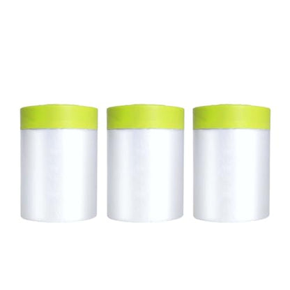 Pre-Taped Masking Film 3 Rolls 22" x 66' Automotive Painters Tape and Plastic Painting Film for Covering Cars Walls Windows and Floor Furniture Protection