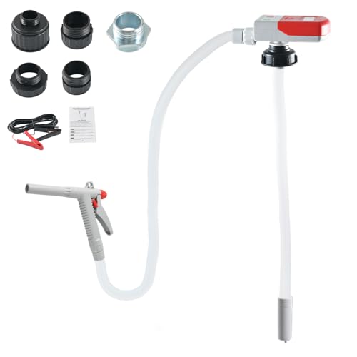 Fuel Transfer Pump-3.8 GPM Strong Flow with 78" Extra Long Hose w/5 Can Adapters,12V DC/Battery Powered Portable Fuel Pump for Gasoline,Oil,Diesel,DEF-Ease of Use
