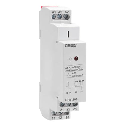 Intermediate Auxiliary Relay 8A 2SPDT Relay(GR8-208,AC230V & AC/DC24V) - size: GR8-208,AC230V&AC/DC24V