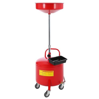 Garvee 8 gal Waste Oil Drain Tank, Portable Oil Drain Container, Air Operated Drainer, Fluid Fuel Transfer Drainage, Adjustable Funnel Height with Wheel &15 in Premium Bowl and a Toolbox, Red - size: 8 Gallon