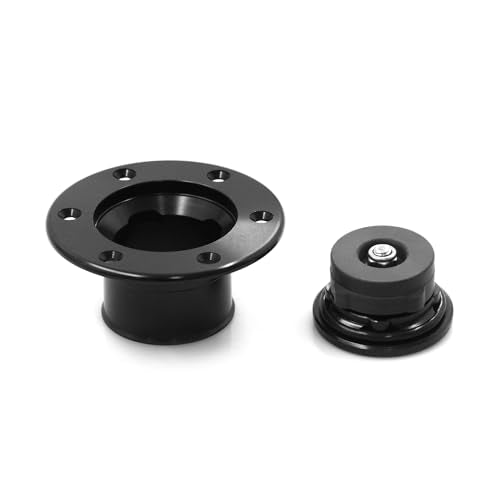 Billet Aluminum 35.5mm Fuel Cell Gas Cap Fuel Surge Tank Cap with 6 Hole Non-vented (Black) - color: Black