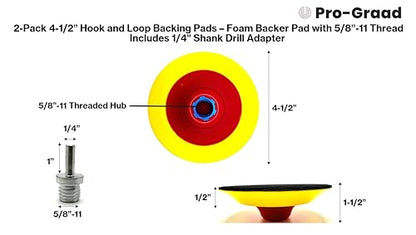 2 Pack 4-1/2" Hook & Loop Backing Pads Foam Backer Pad, 5/8-11 - style: 4-1/2"