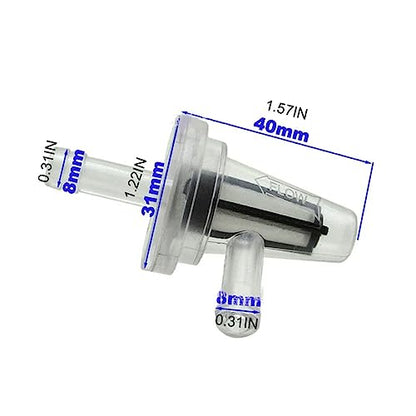 2 Pack Right Angle L Inline Fuel Filter 90 Degree 1/4'' 6mm 7mm In Line Fuel Filters Replacement for Yamaha Suzuki Kawasaki Gas Engine 125cc Wheele Motorcycle Snowmobile ATV UTV