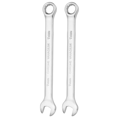 HARFINGTON 2pcs Combination Wrench 9mm Metric 12-Point Box and Open End - size: 9mm