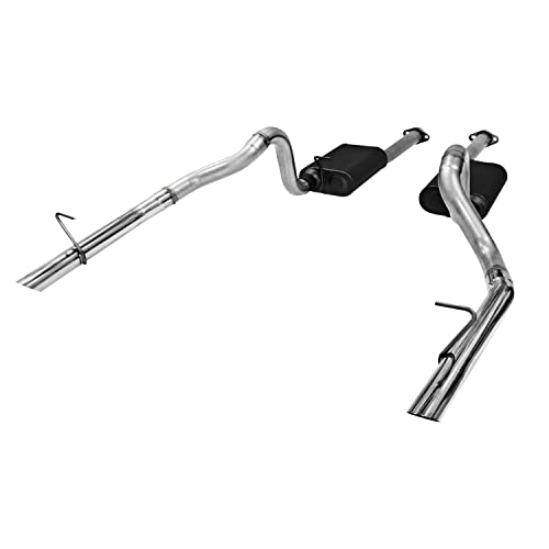 Flowmaster 17213 American Thunder Cat-Back Exhaust Kit 2.5 Inch Aluminized Steel Polished 304 Stainless Steel Tips Compatible with 1987-1993 Ford Mustang LX 5.0 and 1986 Mustang GT