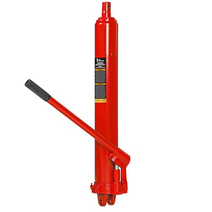 BIG RED Hydraulic Long Ram Jack 3 Ton Heavy Duty Engine Hoist Cylinder with Clevis Base & Single Piston Pump - Professional Hydraulic Ram Cylinder for Garage Repair, Auto Shop, Farm Equipment - style: 3 Ton/NEW VERSION