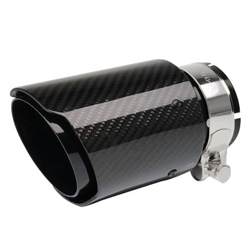 2"Inlet 3"Outlet Exhaust Tips Carbon Fiber Tailpipe Exhaust Pipe Tail Throat Tail Pipe Modification Parts GlossyBlack Need Height>3.5 Inch Widht>3.5 Inch - color: Glossy Black, size: 2" in 3.5" out