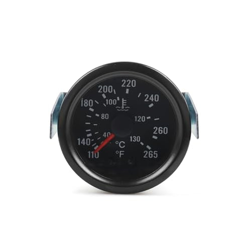Dyno Racing 2" 52mm 12V Pointer Mechanical Water Temperature Temp Gauge （40-130℃,110-265℉,Yellow Light Car Meter with Sensor NPT 1/2, 1.8m Wire Length - style: 40-130℃ & 110-265℉