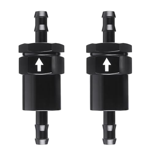 3/8" Billet Inline Fuel Filter 30 Micron Anodized Aluminum Black 2PCS - size: 3/8 in