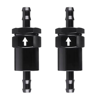 3/8" Billet Inline Fuel Filter 30 Micron Anodized Aluminum Black 2PCS - size: 3/8 in