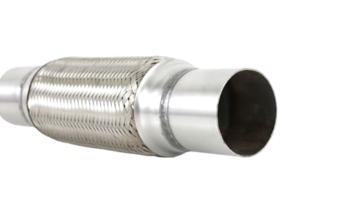 2.25" X 8" /12" Universal Stainless Steel Exhaust Flex Pipe， Double Braid Exhaust Flex Tube For Heavy Duty and Cars - size: 2.25”X8"/12"