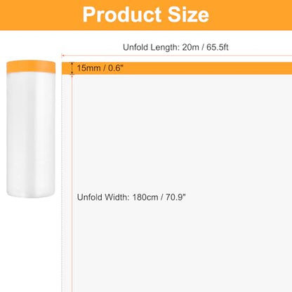HARFINGTON 12 Rolls Pre-Taped Masking Film 70.9" x65.6ft Tape and Drape Painters Plastic Drop Cloth Film with Tape Plastic Sheeting for Automotive Painting Covering - color: Yellow, size: 70.9"x65.6ft