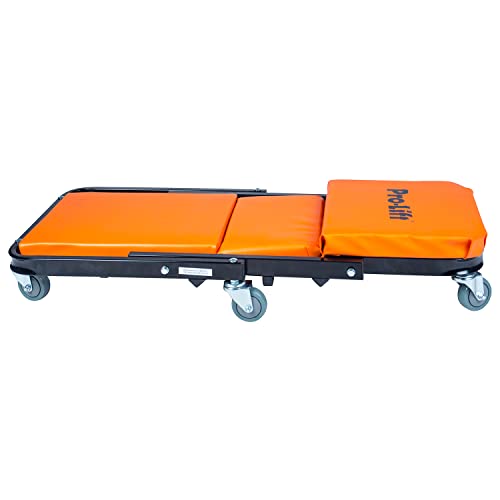 Pro-LifT Foldable Z Creeper 2-in-1 Rolling Car Creeper & Seat, 40" - color: Orange