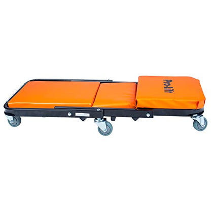 Pro-LifT Foldable Z Creeper 2-in-1 Rolling Car Creeper & Seat, 40" - color: Orange