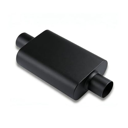 Universal 3 Inch Performance Muffler - 3" Offset In 3" Center Out - Black High Temperature Paint - 17.3" Overall Length, Performance Exhaust Muffler for Trucks, Cars, SUVs - size: 3 inch