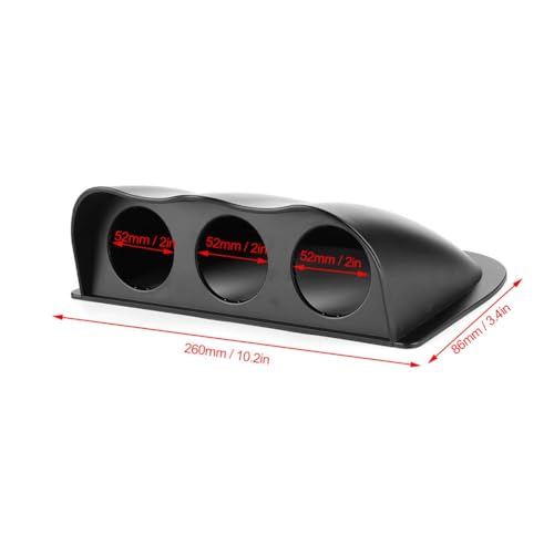 Aramox Universal 52mm Triple Gauge Pod Mount, Black ABS Dashboard Holder, 2 Inch 3-Hole Bracket with Air Pressure Gauge and Sensors for Car - color: Black