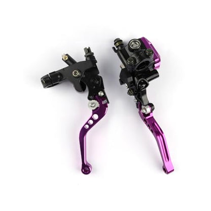 Universal Motorcycle 7/8" 22mm Brake Master Cylinder Reservoir Handlebar Clutch Lever CNC Left & Right Set Compatible with Honda Kawasaki Suzuki Yamaha Purple