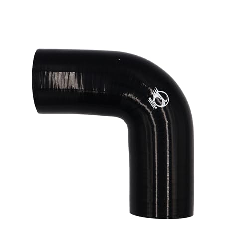 2.5 Inch / 63mm 90 Degree Silicone Elbow Hose – Extended Leg Design, True 102mm Length, 5.5mm Thickness – High Temp 4-Ply Black Coupler for Turbo, Intake, Radiator Pipe - size: 2.5 Inch / 63mm