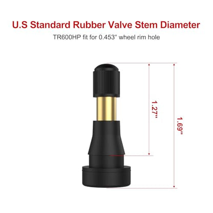 SUNSOUL TR600HP High Pressure Brass Stem EPDM Rubber Snap-in Tire Valves, Fit for 0.453 inch 11.5mm Rim Holes and for Most of Pick-up, Heavy-Duty Vehicles, Pack of 50pcs Valves - color: TR600HP-50pcs