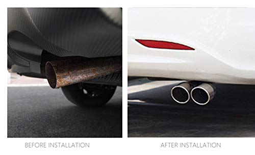 Stainless Steel Curved Type Double Tube Universal Car Vehicle Exhaust Muffler Steel Tail Pipe Fit Pipes Diameter 1.5" to 2.1"