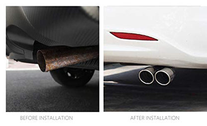 Stainless Steel Curved Type Double Tube Universal Car Vehicle Exhaust Muffler Steel Tail Pipe Fit Pipes Diameter 1.5" to 2.1"