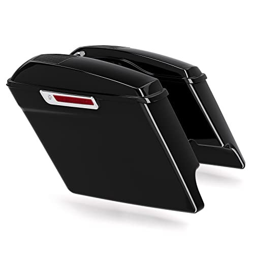 TCMT 5" Extended Stretched Saddlebags 6x9" Speaker Cutout Lids Fit For Harley 2014-2024 Touring Road King Road Glide Street Glide Electra Glide - color: Chrome Latches, size: 5" Stretched(6x9 Spealer Lids)