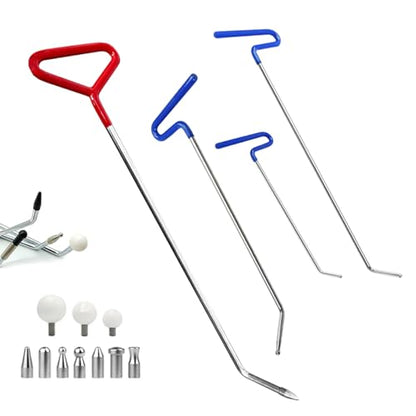 LadyRosian 14PCS Paintless Dent Repair Kits Dent Repair Rods Stainless Steel Tools with Accessory for Car Auto Body Dents Hail Damage Removal Set - color: Repair Tool C