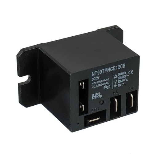 NT90-DC12V-10X Power Relay DC 12V Coil 12 VDC 30A 40A SPDT(1NO 1NC) with Flange Mounting and 10 Quick Connect Terminals Wires Mini Relay(Pack of 2pcs) - size: DC 12V
