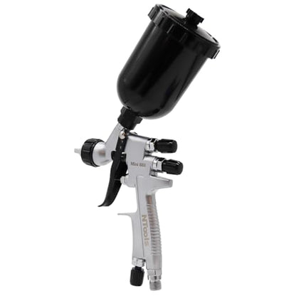 Touch-Up Mini Air Spray Gun, 1.2mm Stainless Steel Nozzle, 250ml Capacity, HVLP Auto Paint Sprayer for Cars and Furniture (Silver, 1.2mm Nozzle) - color: Silver, size: 1.2mm Nozzle