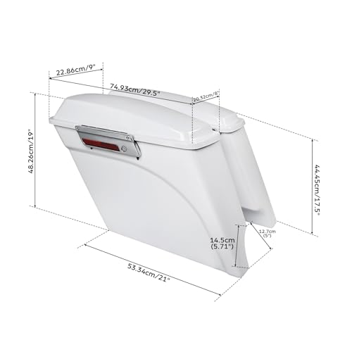 TCMT 5" Extended Saddlebag Trunk W/Lids White Fit For Harley Touring Models CVO Road Glide Road King Street Glide Electra Glide Ultra Classic 1994-2013 - color: White Chrome Latches