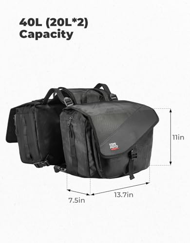 KEMIMOTO Motorcycle Saddlebags 40L(20Lx2) Large Capacity