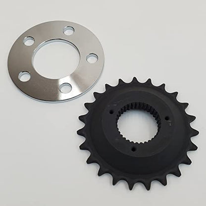 23 Tooth Belt-to-Chain Drive Conversion Front Transmission Sprocket with ½” Offset & Wheel Spacer for 1985-1994 Harley FXR & 1986-1999 Harley Softail 5-Speed Models – Recommended for 530 Chain