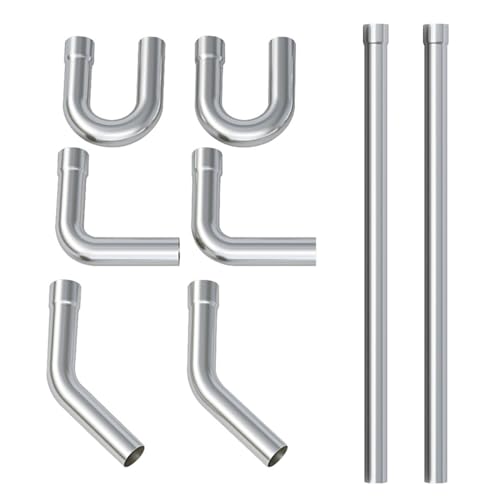 A-KARCK Stainless Steel Mandrel Bends 8 Pcs, 3 Inches 304 Stainless Steel Exhaust Pipe DIY Custom Exhaust Tubing Pipe Straight & U-Bend Kit, Universal Fit - size: 3 inch 8 piece Kit, style: Stainless Steel