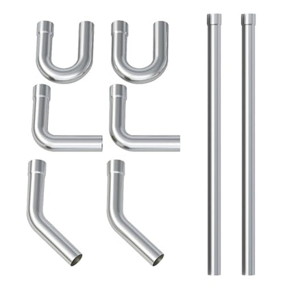 A-KARCK Stainless Steel Mandrel Bends 8 Pcs, 2.25 Inches 304 Stainless Steel Exhaust Pipe DIY Custom Exhaust Tubing Pipe Straight & U-Bend Kit, Universal Fit - size: 2.25inch Mixed 8PCS, style: Stainless Steel