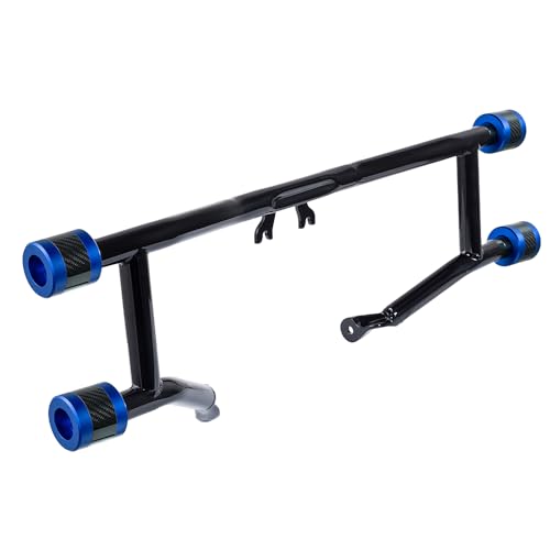 Advanblack Protek Two Step Highway Peg Crash Bar with CNC Slider Fit for 2014-2025 Harley Touring Road Glide Street Glide Electra Glide – Engine Guard Performance Upgrade (Blue CNC w/Carbon Inlay) - color: Blue CNC w/ Carbon Inlay