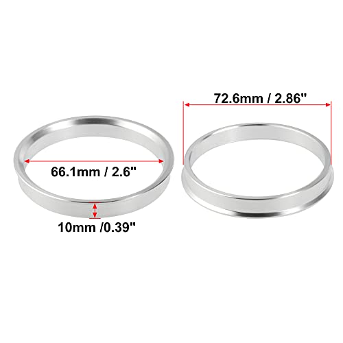 X AUTOHAUX 4pcs OD 72.6mm to ID 66.1mm Aluminium Alloy Hub Centric Rings - size: 66.1mm