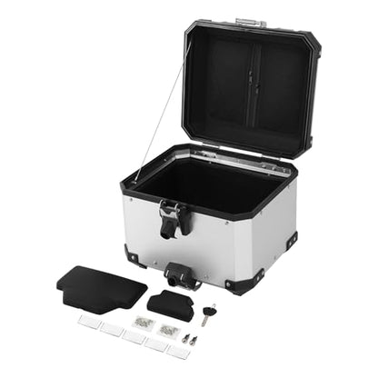TCT-MOTORPARTS Aluminum Top Case 38L Rear Tail Luggage Box Fits for BMW R1200GS ADV F850 F900GS R1250GS Adventure - color: Chrome Tail Luggage Box (38L)