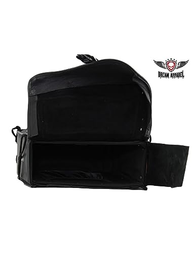 Motorcycle Genuine Leather Waterproof Saddlebag Luggage with Gun Holster inside Brown & Blk Stud/Non Stud (Black, Studed Leather) - color: Black, style: Studed Leather
