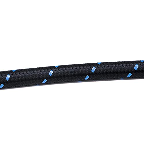 20FT 6AN 3/8 CPE Nylon Stainless Steel Braided Fuel Line Hose, Black & Blue - color: Black & Blue