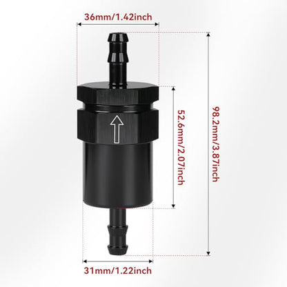 5/16" Billet Inline Fuel Filter 30 Micron Aluminum Black - size: 5/16 inch