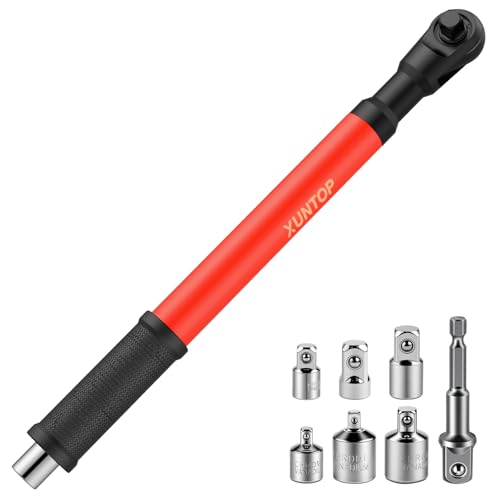XUNTOP 1/2"Offset Extension Wrench,Impact Ratchet Extender for Tight Spaces - color: Red and Black