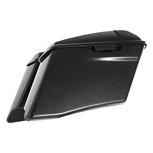 TCT-MOTORPARTS 4" Stretched Extended Hard Saddlebags Fit For Harley CVO Touring Road King Electra Glide Road Glide FLHX FLHR 2014-2024 - color: Unpainted Black w/ Latch Keys