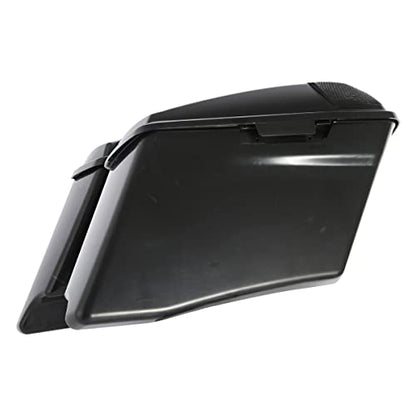 TCT-MOTORPARTS 4" Stretched Extended Hard Saddlebags Fit For Harley CVO Touring Road King Electra Glide Road Glide FLHX FLHR 2014-2024 - color: Unpainted Black w/ Latch Keys