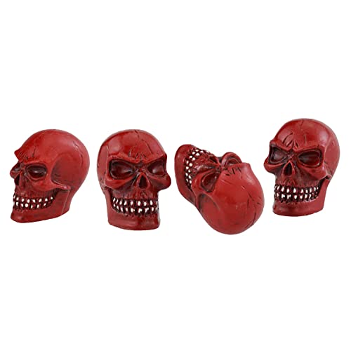 Valve Stem Caps Skull Wheel Air Stem Covers Car Tire Rim Heads for Most Vehicles Bicycles Motorcycles, Red - color: Red