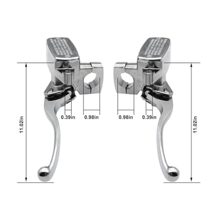 GXARTS 1 Pair Brake Master Cylinder Set Clutch Chrome Levers Compatible with Honda Shadow VTX1800 Compatible with Kawasaki Vulcan for Yamaha Road Star for Suzuki 1990-2007 25mm Left & Right