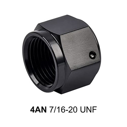 EVIL ENERGY 4AN Flare Cap Block off Fitting Plug Black 2PCS - size: 4AN