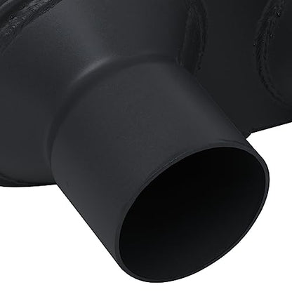 M-AUTO 2.5" Inlet and Outlet Dual Universal Muffler, 12" Overall Length Heavy Duty Stainless Steel Exhaust Muffler Assembly, Black