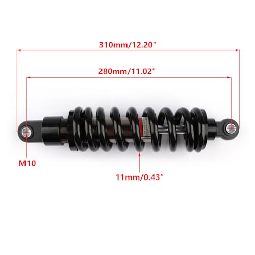 280mm 11" Rear Shock Absorber 1000LBS Suspension Sensa-Trac Load Adjusting for ATV Quad Dirt Pit Bike Motorcycle Black - size: 280mm