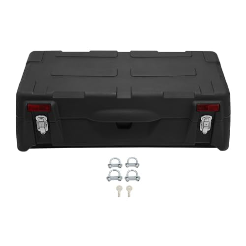 XMT-MOTO ATV Rear Passenger Backrest Seat Rack Cargo Storage Helmet Trunk Box Luggage 96L Black