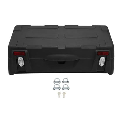 XMT-MOTO ATV Rear Passenger Backrest Seat Rack Cargo Storage Helmet Trunk Box Luggage 96L Black